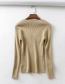 Fashion Brown Threaded Diagonal Collar Irregular Knitted Bottoming Shirt
