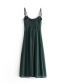 Fashion Dark Green High Waist Side Split Hem Lace Up Dress