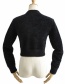 Fashion Black Sun Faux Mohair Embroidered Crew Neck Sweater