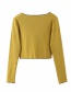 Fashion Mustard Green Bow Tie Knitted Bottoming Shirt
