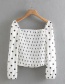 Fashion White Dot-print Square-neck Shirt