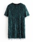 Fashion Green Round Neck Sequin Fringed Dress
