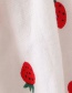 Fashion White Strawberry Print Pleated Shirt