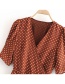 Fashion Red-brown Polka-dot Printed V-neck Wrap Dress