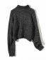 Fashion Dark Gray Turtleneck Short Knitted Sweater