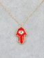 Fashion Red Woven Rice Beads Eye Palm Necklace