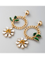Fashion Gold  Silver Needle Round Alloy Drop Oil Leaf Diamond Flower Earrings