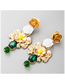 Fashion Gold  Silver Needle Alloy Diamond Flower Earrings