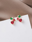 Fashion Red  Silver Needle Fruit Earrings