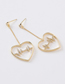 Fashion Gold  Silver Pin Micro-inlaid Zircon Ecg Heart-shaped Earrings