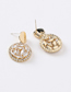 Fashion Gold  Silver Needle Round Zircon Crystal Stud Earrings