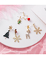 Fashion Bell Star  Silver Needle Asymmetric Christmas Snowflake Tree Full Of Roe Deer Stud Earrings