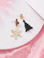 Fashion Bell Star  Silver Needle Asymmetric Christmas Snowflake Tree Full Of Roe Deer Stud Earrings