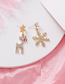 Fashion Snowflake Christmas Tree  Silver Needle Asymmetric Christmas Snowflake Tree Full Of Roe Deer Stud Earrings