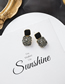 Fashion Square Section  Silver Needle Love Square Rhinestone Earrings