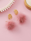 Fashion Pink  Silver Pin Biscuit Type Polka Dot Texture Bow Hair Ball Earrings
