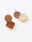 Fashion Brown  Silver Needle Woven Texture Square Stud Earrings