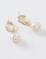 Fashion Gold  Silver Needle Pearl Asymmetric Earrings