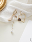 Fashion Gold  Silver Needle Love Pearl Tassel Asymmetric Earrings
