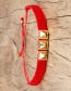 Red Electroplated Rivet Beaded Woven Bracelet