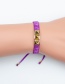 Deep Purple Electroplated Rivet Beaded Woven Bracelet