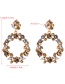 Brown Openwork Geometric Diamond Earrings