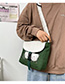Green Without Pendant Transparent Bear Doll Canvas Slung Shoulder Bag