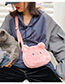 Pink Plush Cat Embroidery Contrast Color Crossbody Shoulder Bag