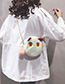 White Contrast Embroidered Cat Hair Ball Shoulder Bag