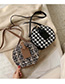Checkered Khaki Woolen Portable Contrast Shoulder Crossbody Bag