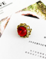 Fashion Red Alloy Chain Resin Open Ring