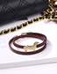 Fashion Wood Grain Brown Leather Alloy Puppy Bracelet