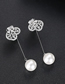 Fashion Platinum Butterfly Copper Inlaid Zirconium Pearl Stud Earrings