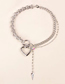 Fashion Silver Heart Tassel Flash Diamond Crystal Necklace