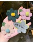 I Pink Flower Plush Top Clip  Alloy