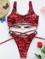 Fashion Red Leopard Printed Metal Buckle Strap Bikini