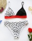 Fashion Black Cartoon Leopard Stitching Bikini