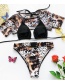 Fashion Black Leopard Mesh Shawl Socket Bikini Three Piece Set