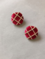 Fashion Wine Red ( Silver Needle) Velvet Button Silver Needle Earrings