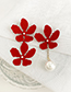 Fashion White Alloy Pearl Flower Asymmetric Earrings
