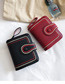 Fashion Red Embroidery Line Short Section 2 Fold Wallet