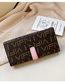 Fashion Coffee Color Letter Print 3 Fold Long Wallet