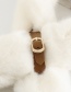 Fashion Beige Small Leather Buckle Imitation Rabbit Fur Collar