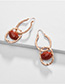 Fashion Red Alloy Hollow Natural Stone Earrings