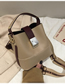 Fashion Khaki Contrast Stitching Wide Shoulder Strap Shoulder Bag