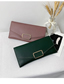 Fashion Pink Square Buckle Embroidered Thread Long Wallet