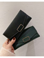 Fashion Green Square Buckle Embroidered Thread Long Wallet