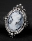 Fashion Ancient Silver Beauty Head Alloy Brooch With Diamonds