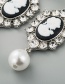 Fashion White Gem Beauty Embossed Pearl Stud Earrings
