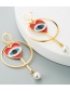 Fashion Red Eye Drop Pearl Stud Earrings